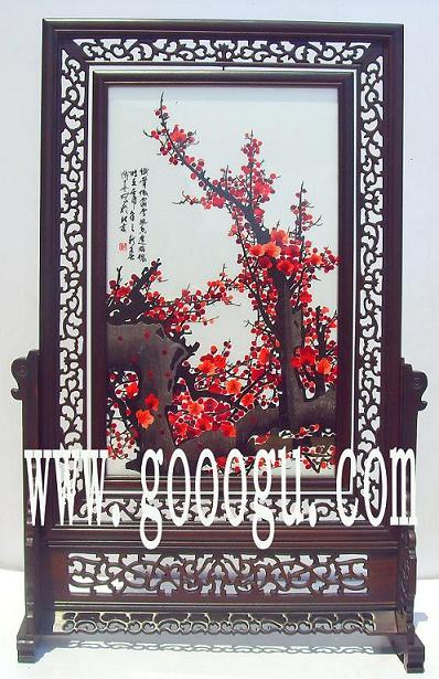 梅花刺繡,報春紅梅雙面繡