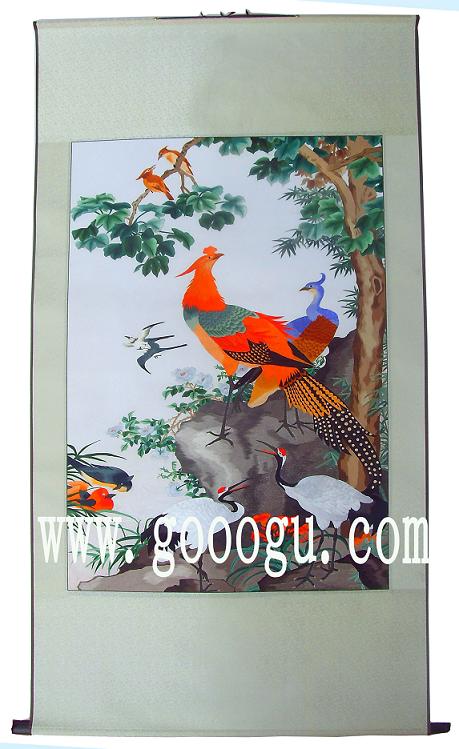 蘇繡掛畫,百鳥朝鳳圖案,容易攜帶的禮品