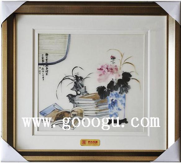 蘇繡靜物畫，手工刺繡線條靜物畫，高檔蘇繡畫